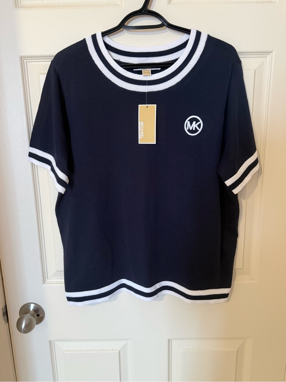 Michael Kors Woman’s Navy & White Logo Short Sleeve Top Plus Size 1X
